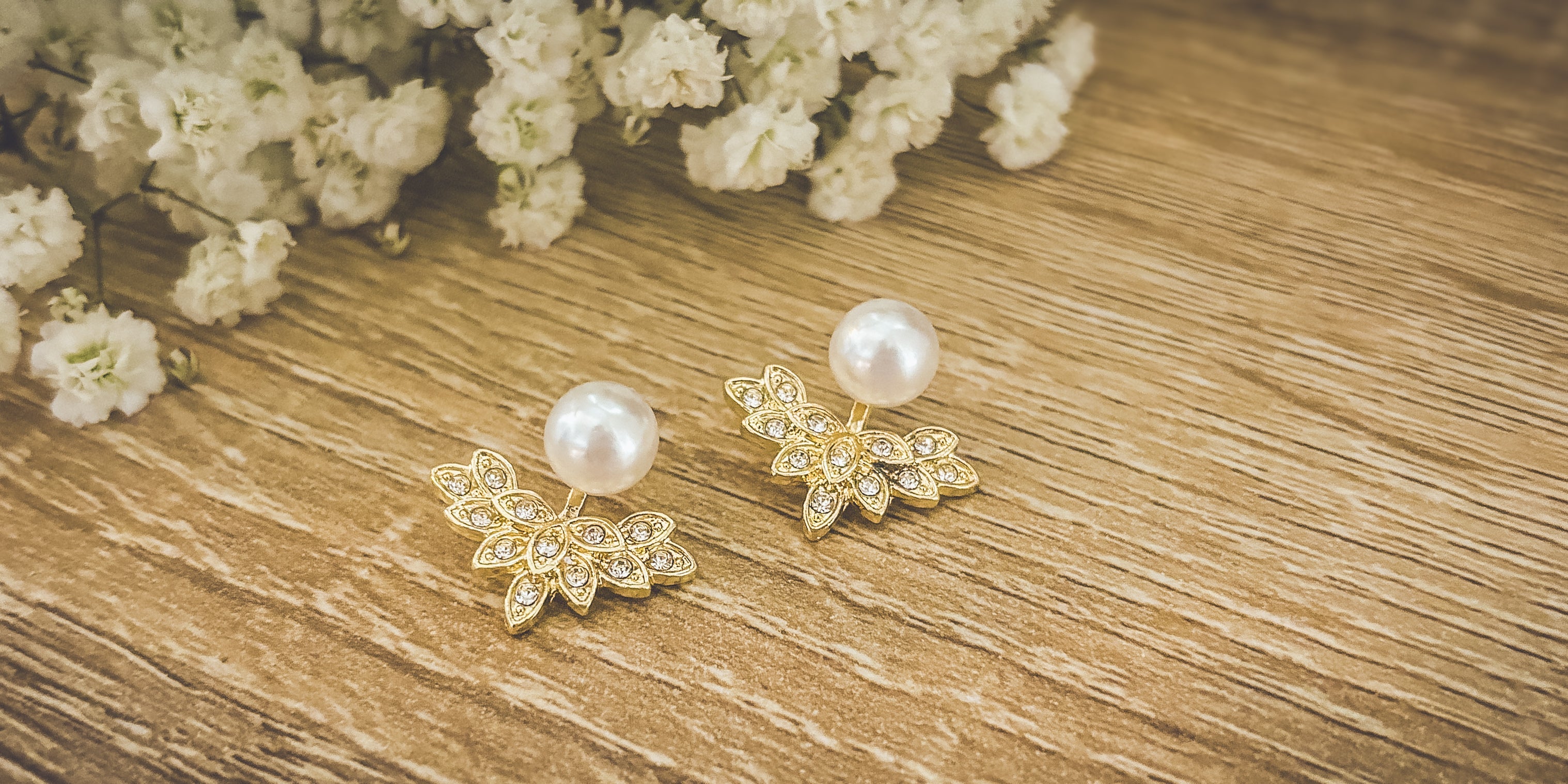Beautiful Crystal and Pearl Jacket Earrings
