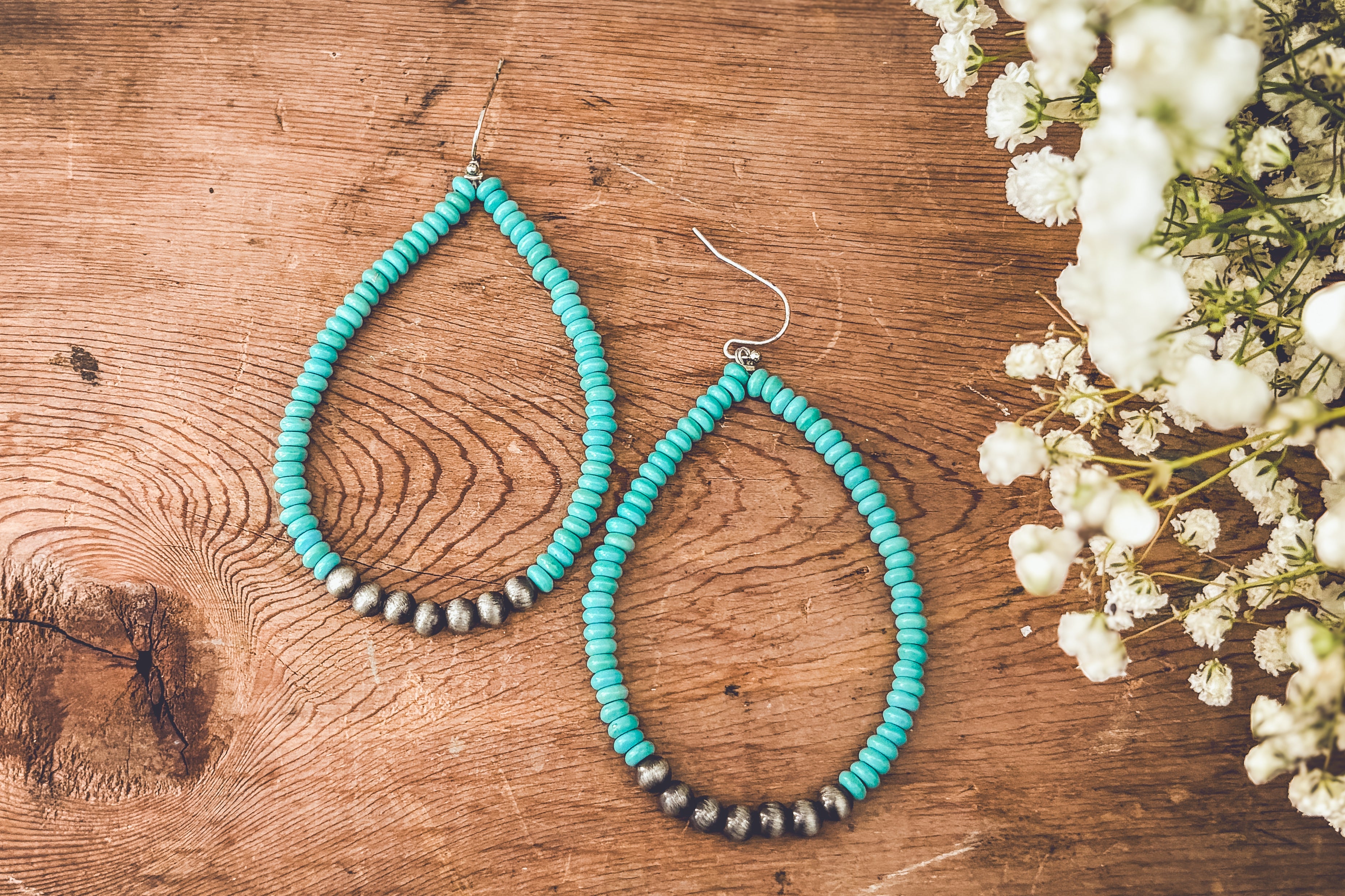 Beautiful Turquoise and Navajo Pearl Earrings