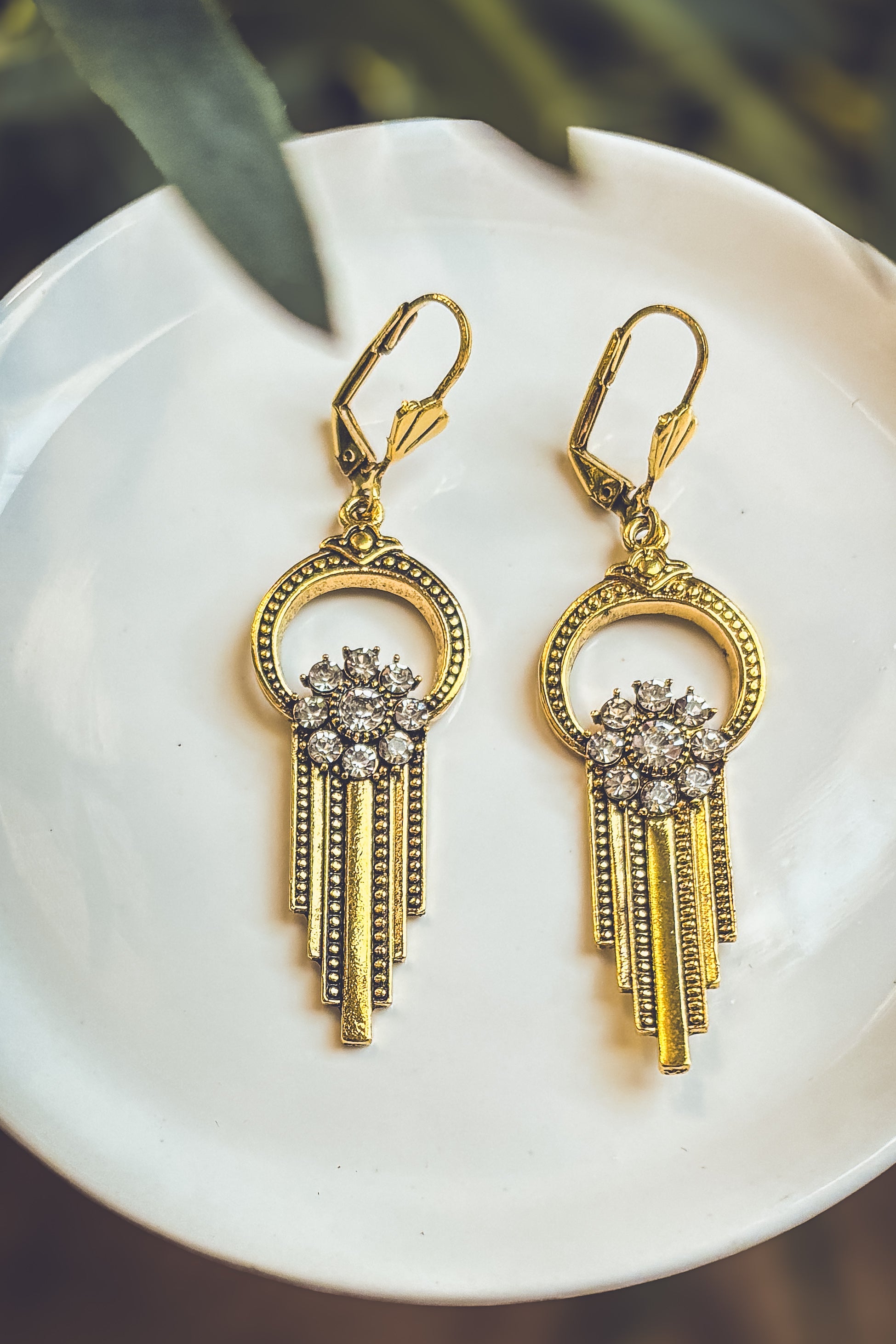 Beautiful Gold and Crystal Victorian Earrings