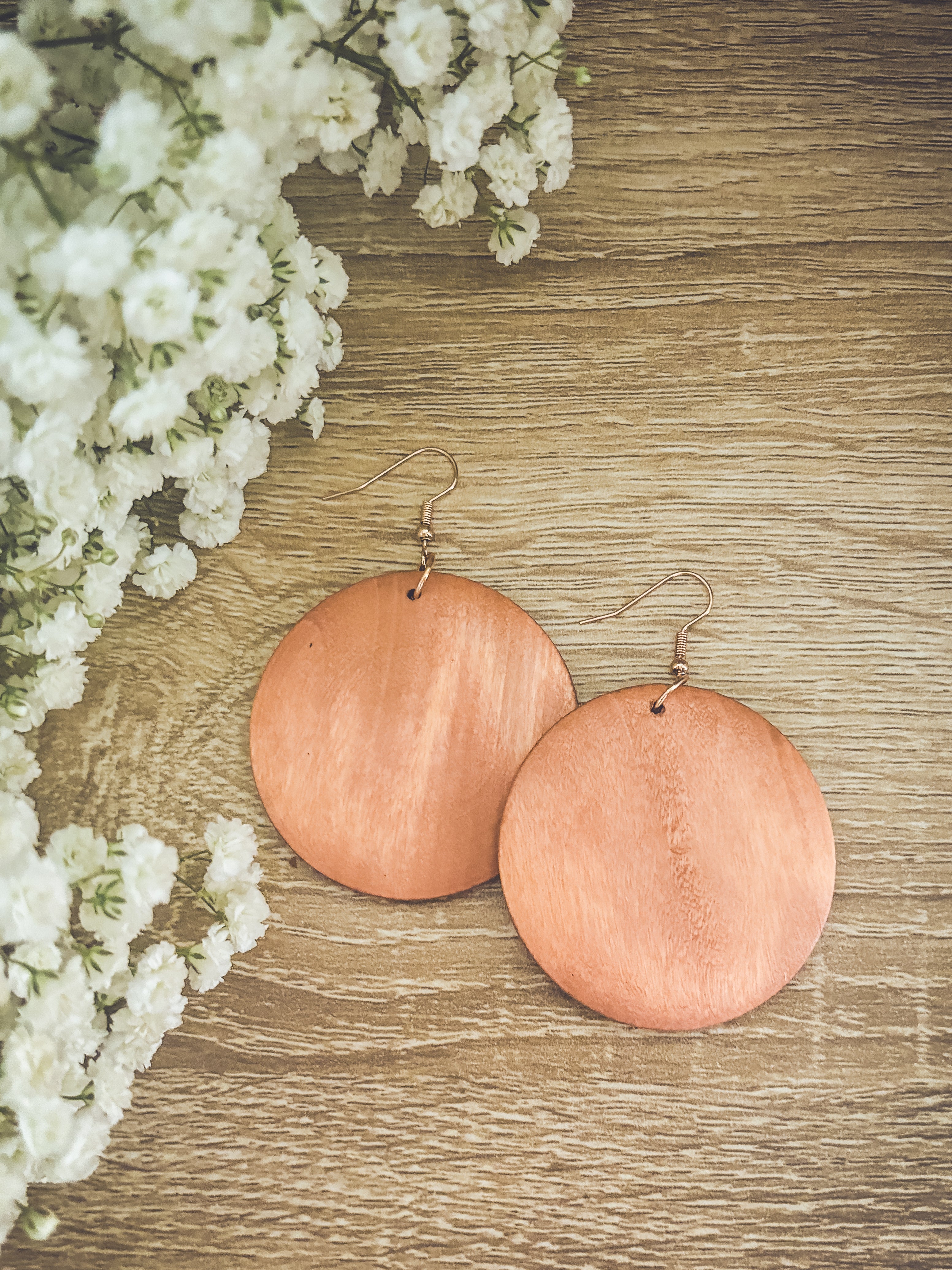 Beautiful Wood Circle Earrings