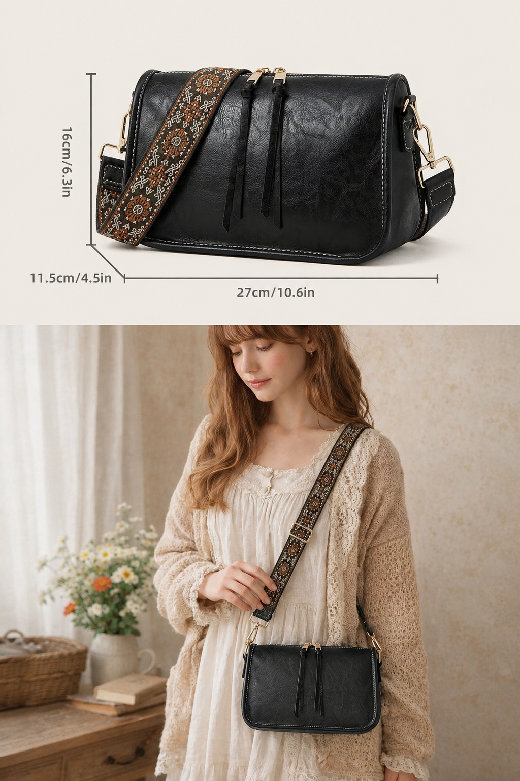 Bohemian Wide Shoulder Strap Crossbody Bag