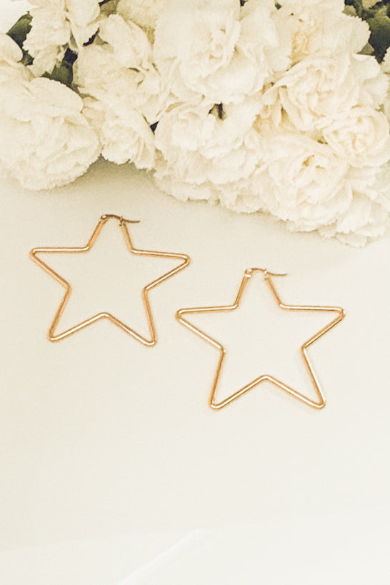 Beautiful Gold or Silver Star Hoop Earrings