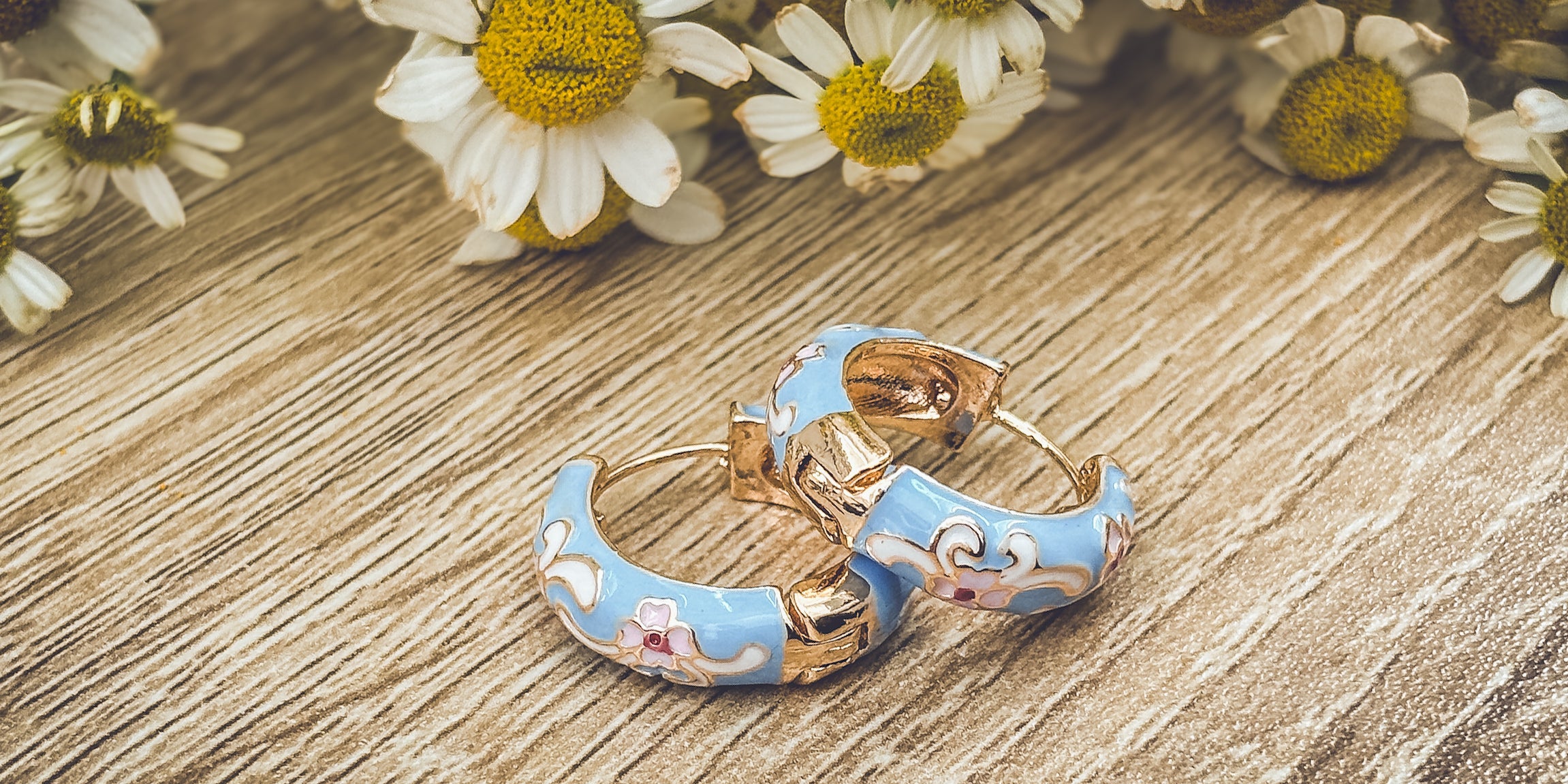 Beautiful Small Pastel Blue Hoop Earrings